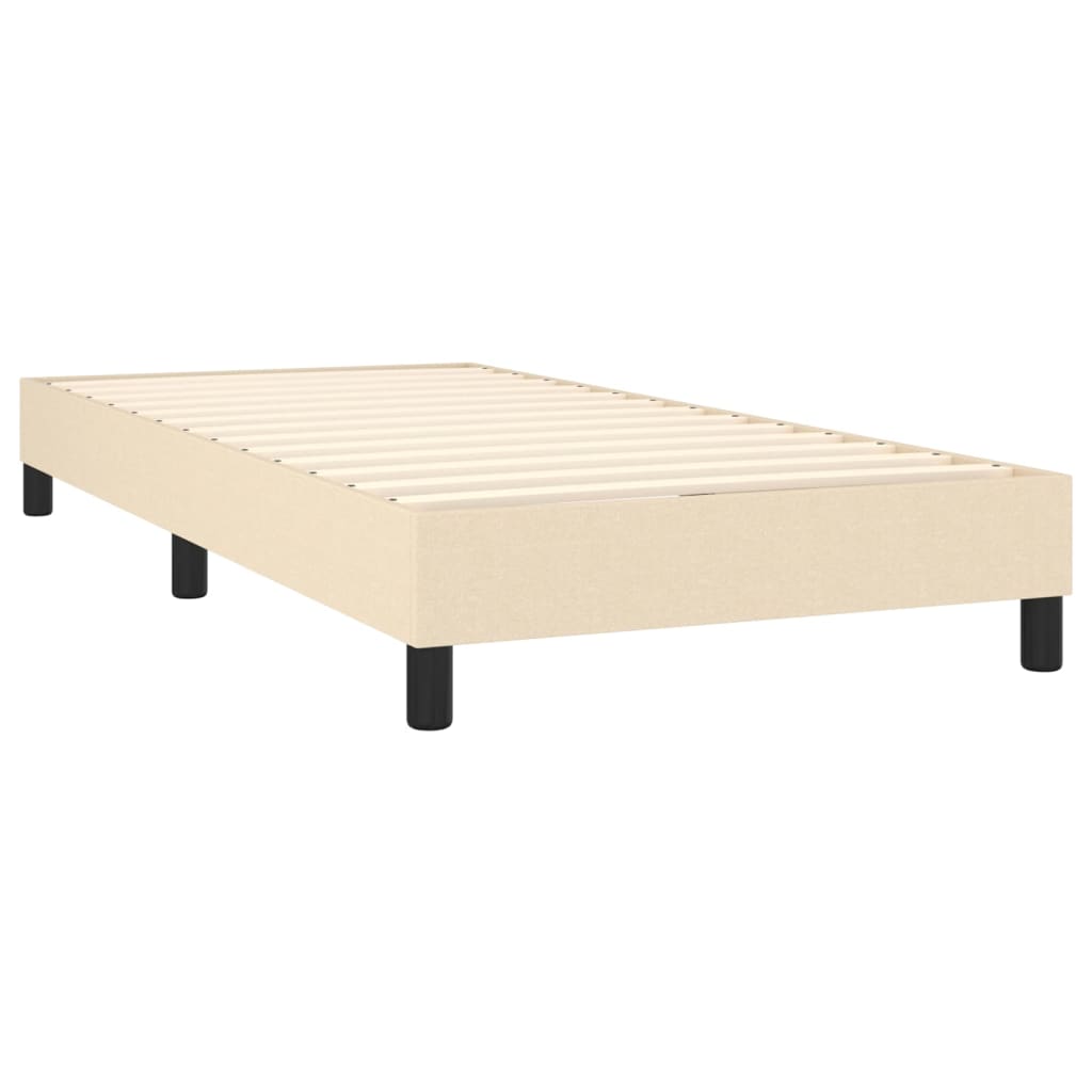 Pat cu arcuri, saltea și LED, crem, 90x190 cm, textil GartenMobel Dekor