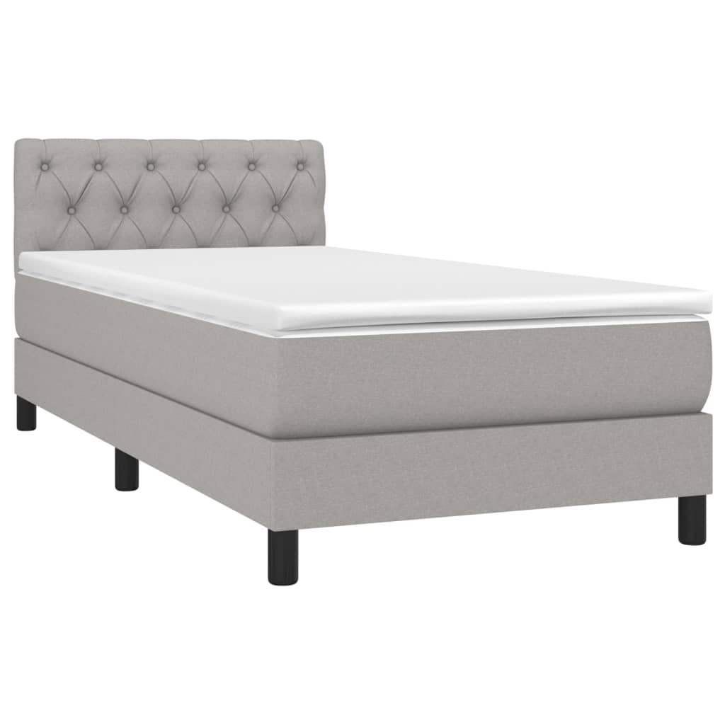 Pat cu arcuri, saltea și LED, gri deschis, 80x200 cm, textil GartenMobel Dekor