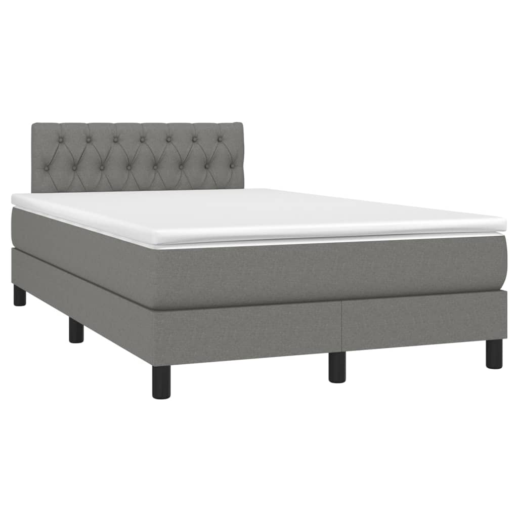 Pat cu arcuri, saltea și LED, gri închis, 120x200 cm, textil GartenMobel Dekor