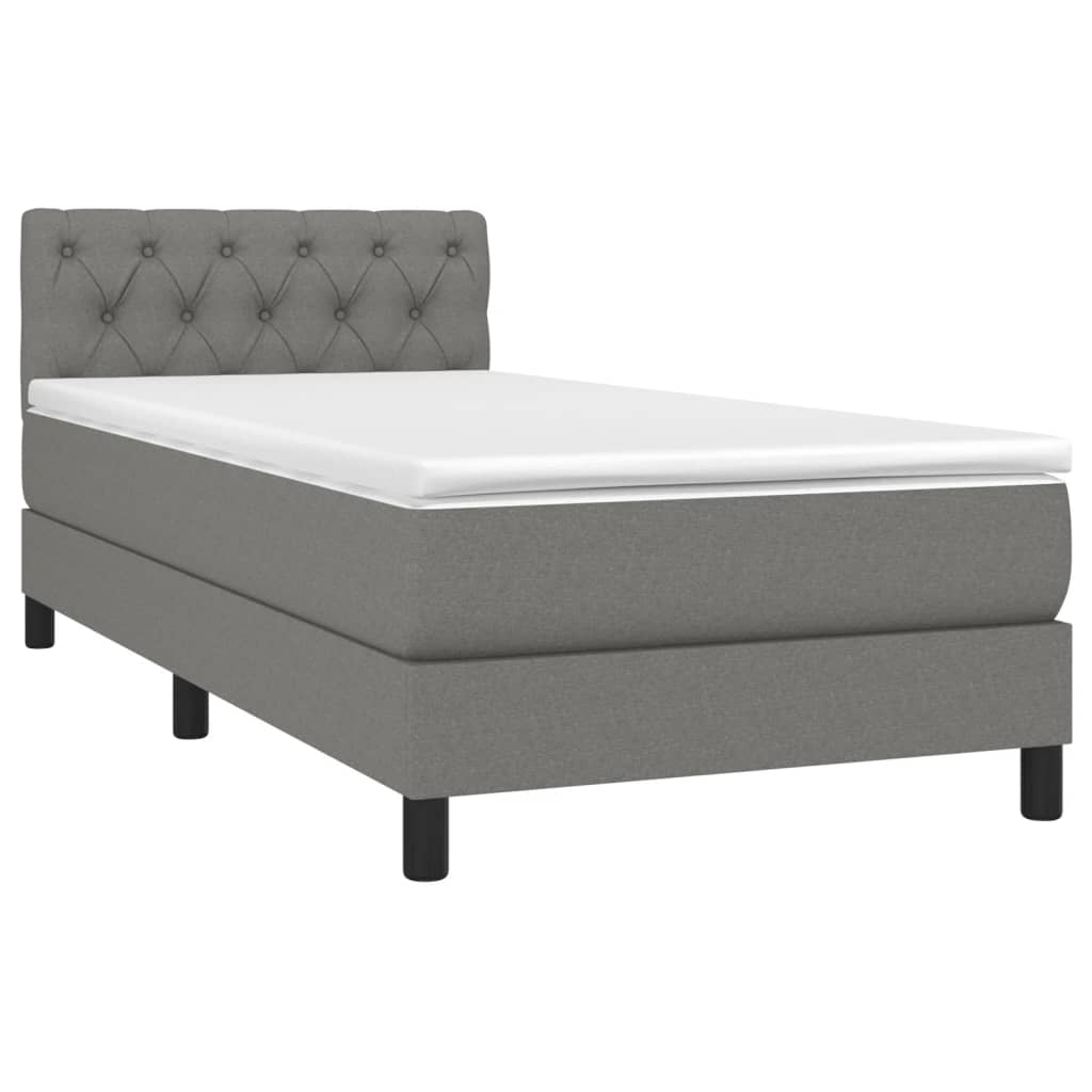 Pat cu arcuri, saltea și LED, gri închis, 80x200 cm, textil GartenMobel Dekor