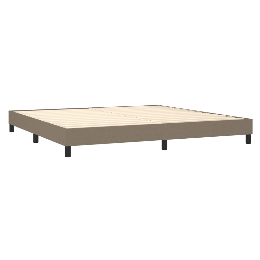 Pat cu arcuri, saltea și LED, gri taupe, 200x200 cm, textil GartenMobel Dekor