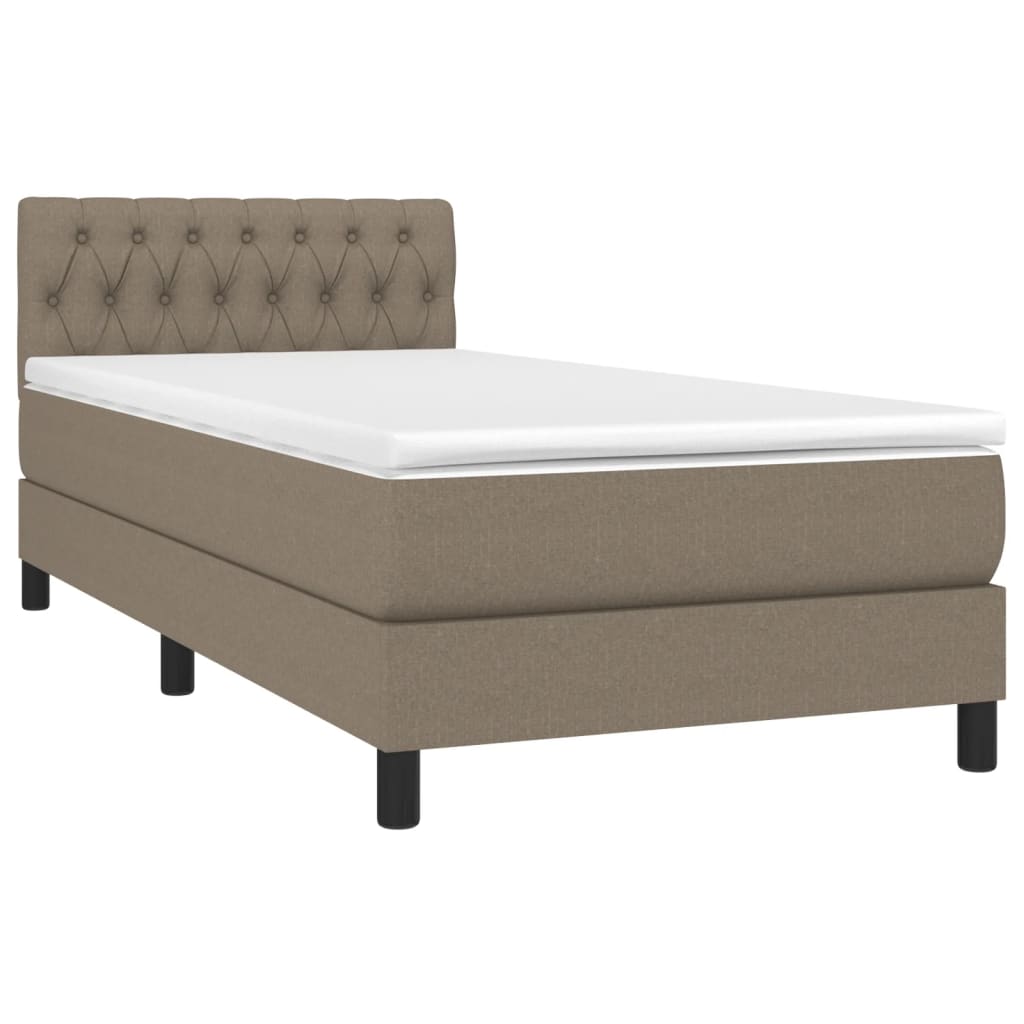 Pat cu arcuri, saltea și LED, gri taupe, 90x200 cm, textil GartenMobel Dekor