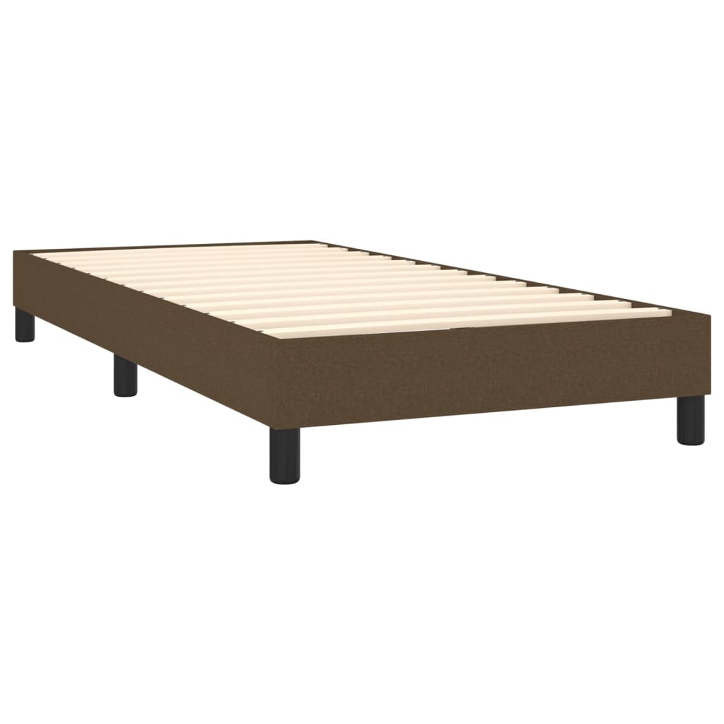Pat cu arcuri, saltea și LED, maro închis, 90x190 cm, textil GartenMobel Dekor