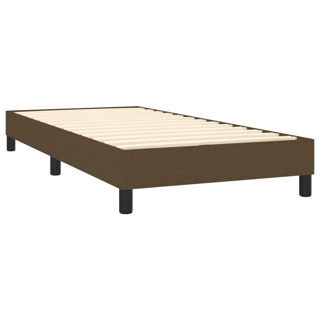 Pat cu arcuri, saltea și LED, maro închis, 90x200 cm, textil GartenMobel Dekor