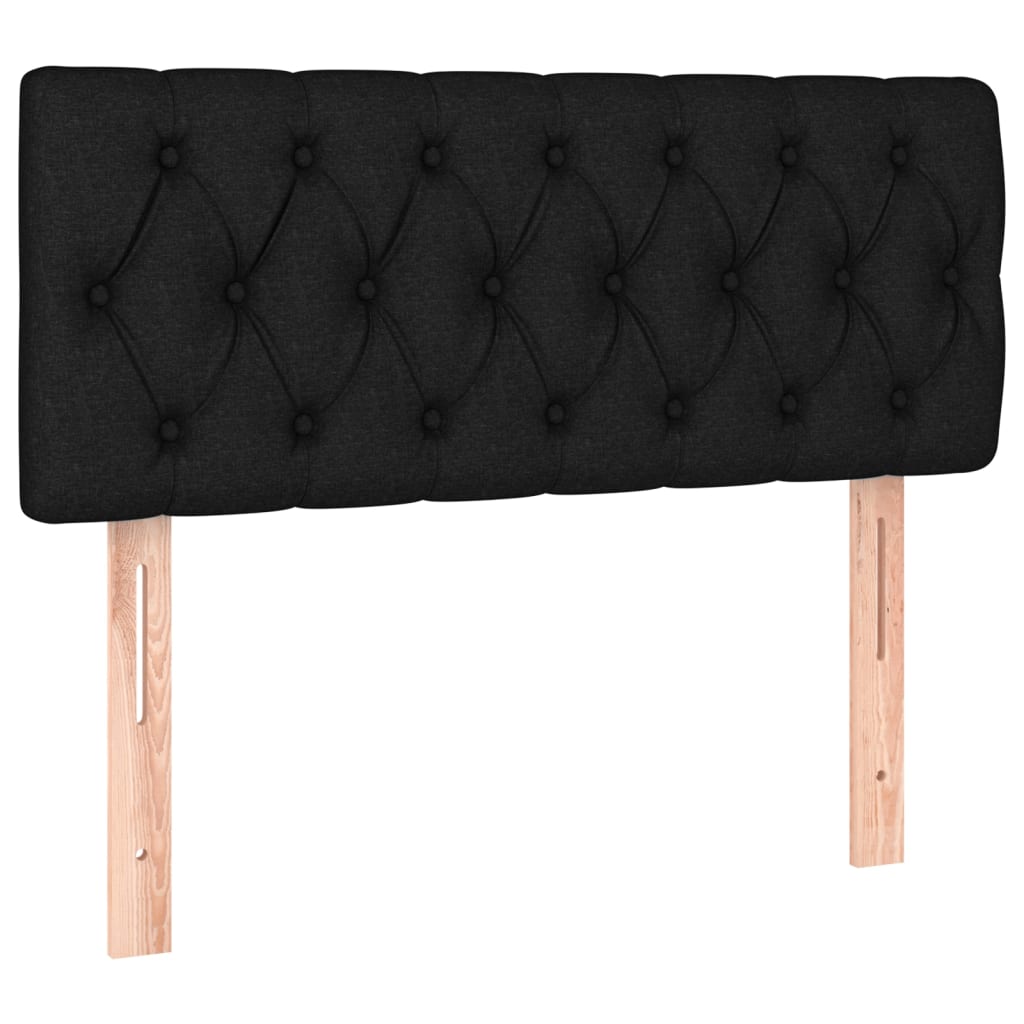 Pat cu arcuri, saltea și LED, negru, 90x190 cm, textil GartenMobel Dekor