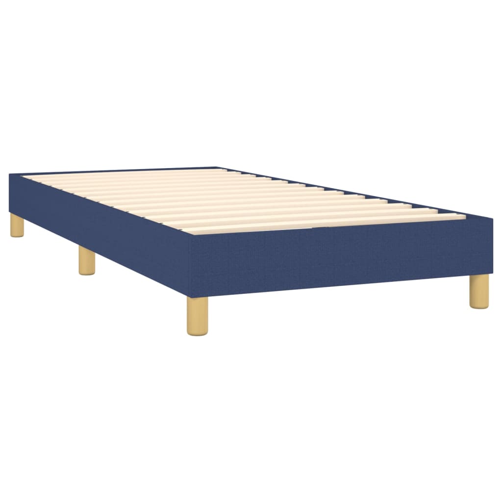 Pat cu arcuri, saltea și LED, albastru, 80x200 cm, textil GartenMobel Dekor