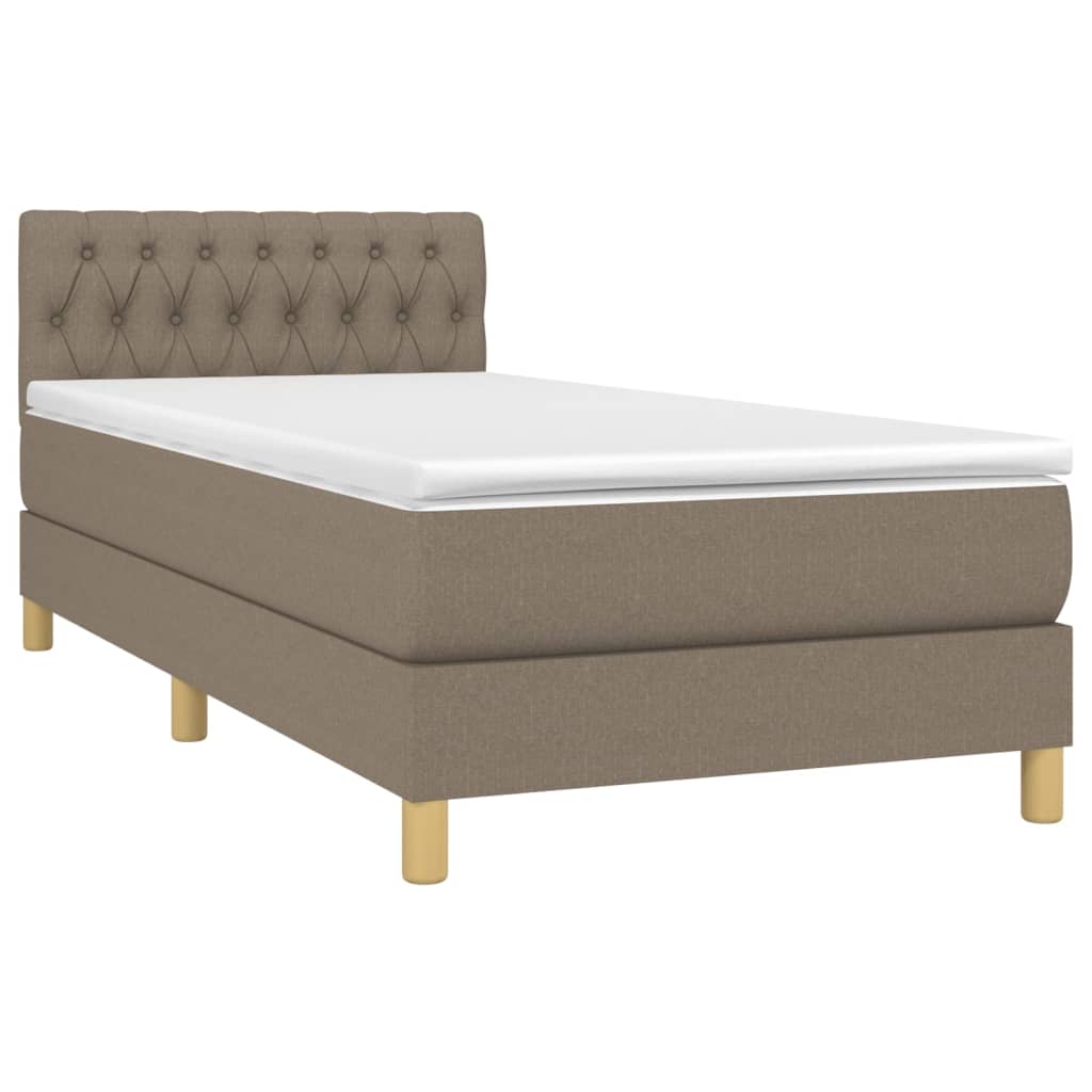Pat cu arcuri, saltea și LED, gri taupe, 80x200 cm, textil GartenMobel Dekor