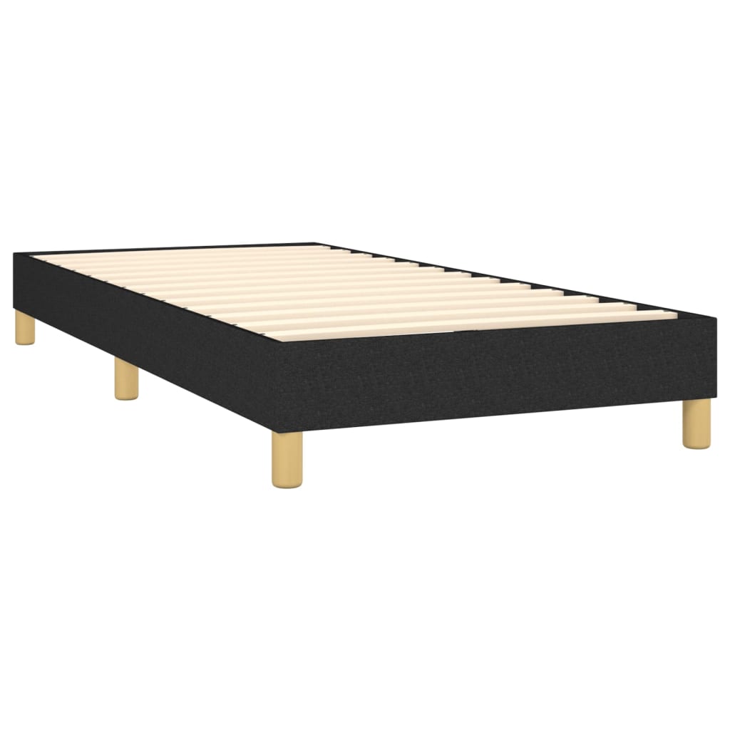 Pat cu arcuri, saltea și LED, negru, 100x200 cm, textil GartenMobel Dekor