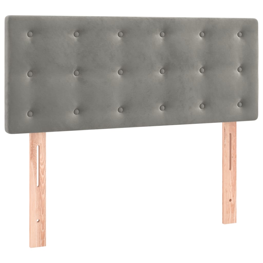 Pat continental cu saltea & LED, gri deschis, 80x200 cm catifea GartenMobel Dekor