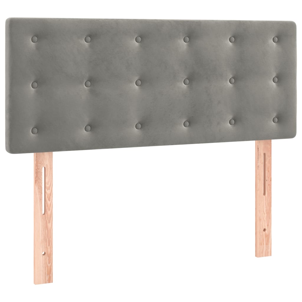 Pat cu arcuri, saltea și LED, gri deschis, 120x200 cm, catifea GartenMobel Dekor