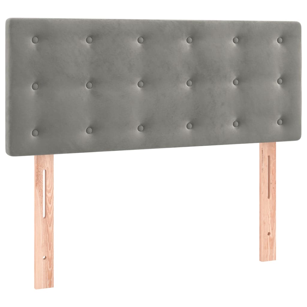 Pat cu arcuri, saltea și LED, gri deschis, 90x190 cm, catifea GartenMobel Dekor