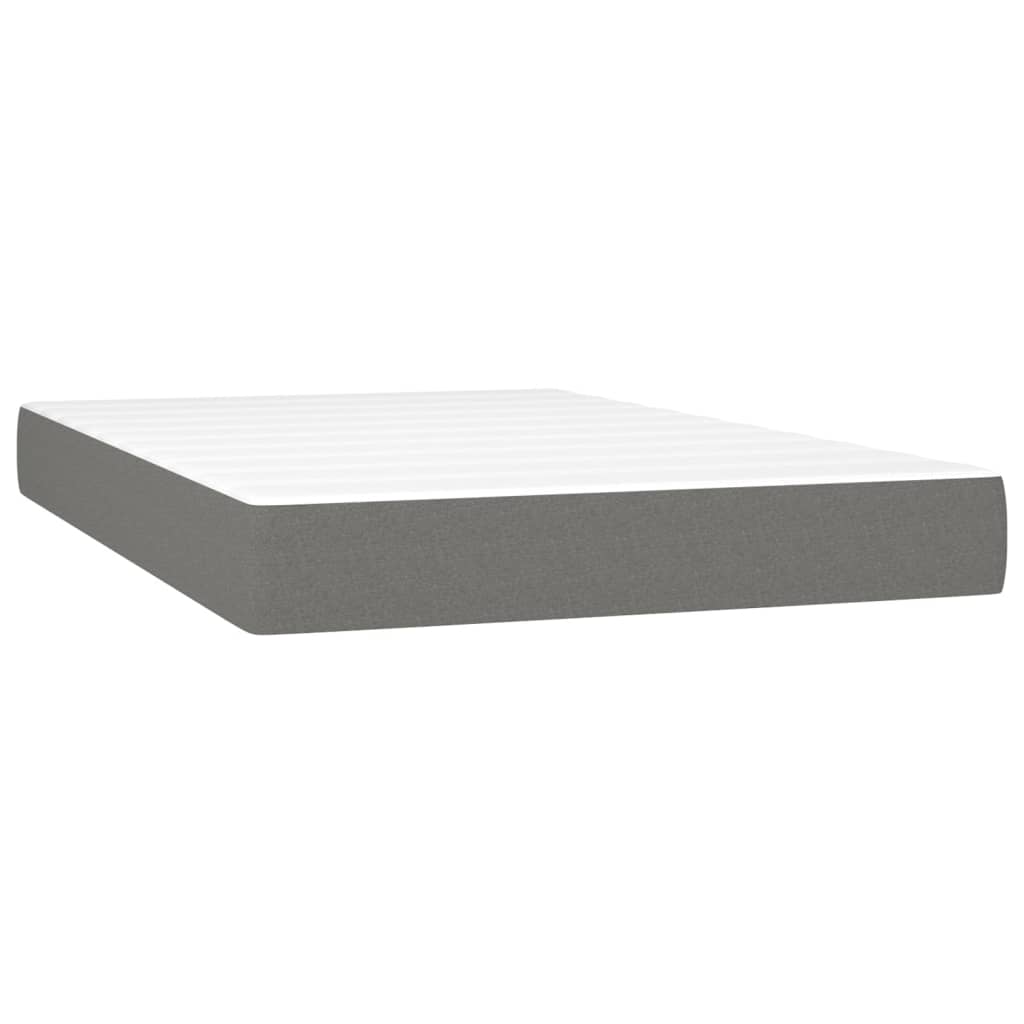 Pat cu arcuri, saltea și LED, gri închis, 120x200 cm, textil GartenMobel Dekor