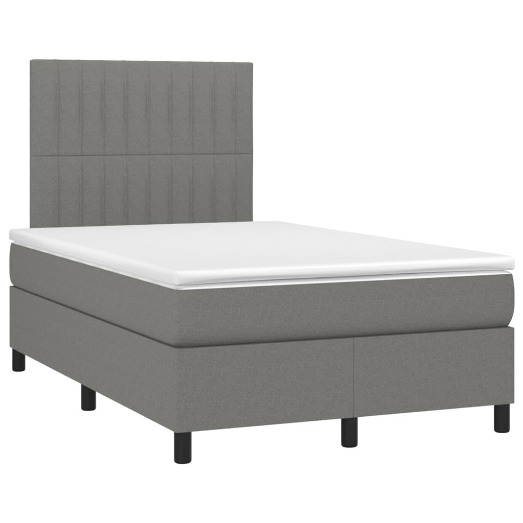 Pat cu arcuri, saltea și LED, gri închis, 120x200 cm, textil GartenMobel Dekor