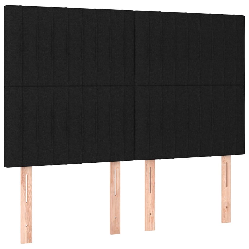 Pat cu arcuri, saltea și LED, negru, 140x200 cm, textil GartenMobel Dekor