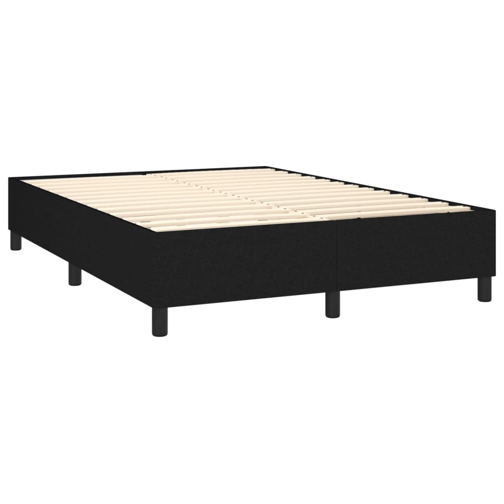 Pat cu arcuri, saltea și LED, negru, 140x200 cm, textil GartenMobel Dekor
