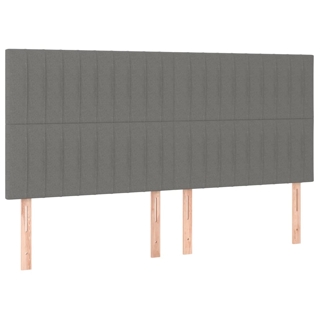 Pat cu arcuri, saltea și LED, gri închis, 160x200 cm, textil GartenMobel Dekor