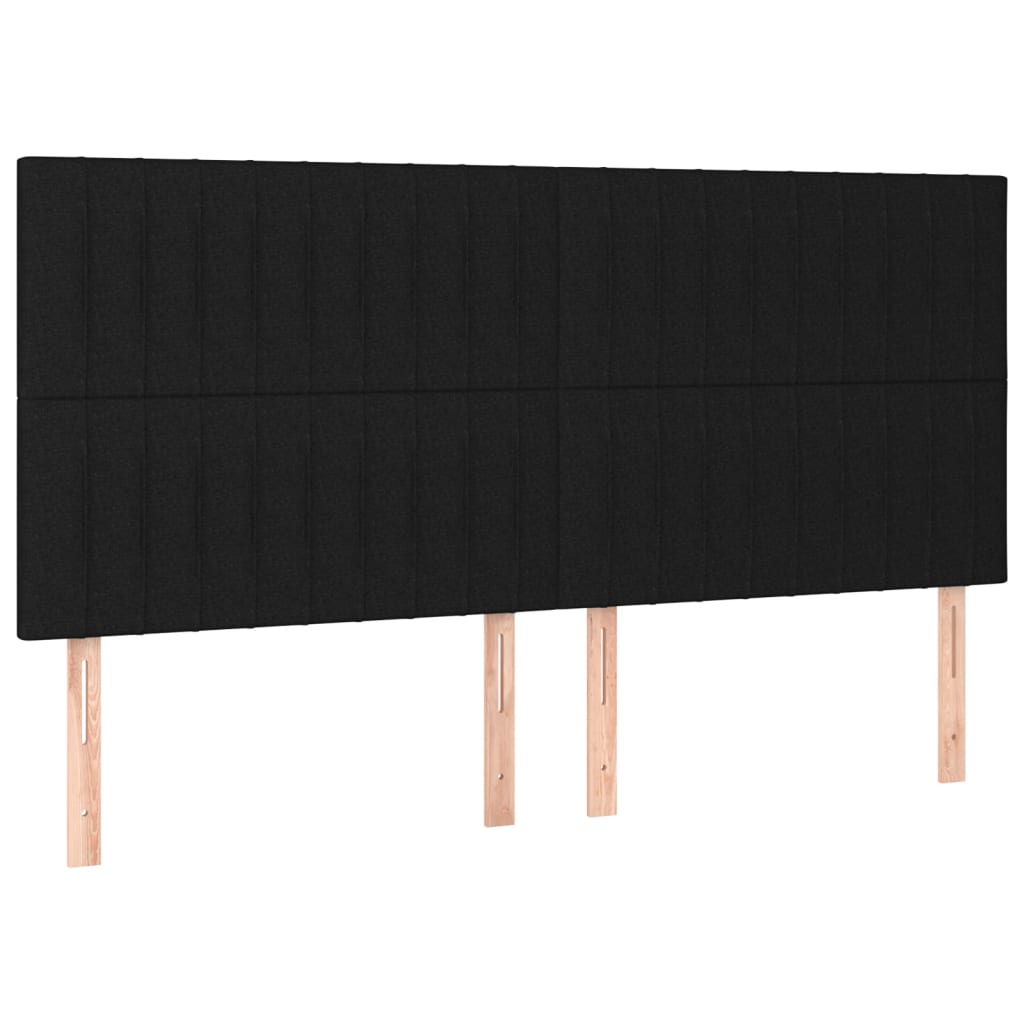 Pat cu arcuri, saltea și LED, negru, 200x200 cm, textil GartenMobel Dekor
