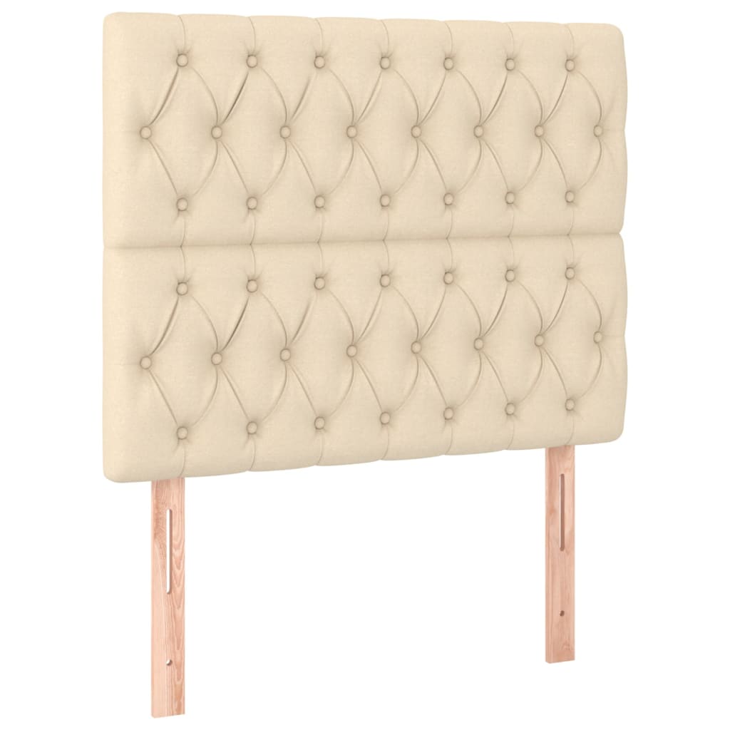 Pat cu arcuri, saltea și LED, crem, 120x200 cm, textil GartenMobel Dekor