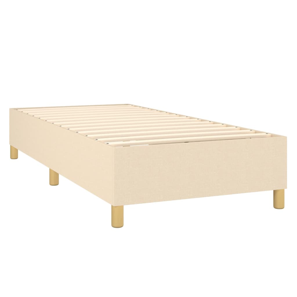 Pat cu arcuri, saltea și LED, crem, 90x190 cm, textil GartenMobel Dekor
