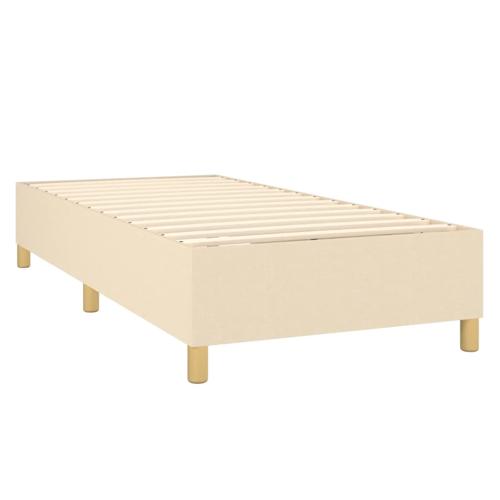 Pat cu arcuri, saltea și LED, crem, 90x200 cm, textil GartenMobel Dekor