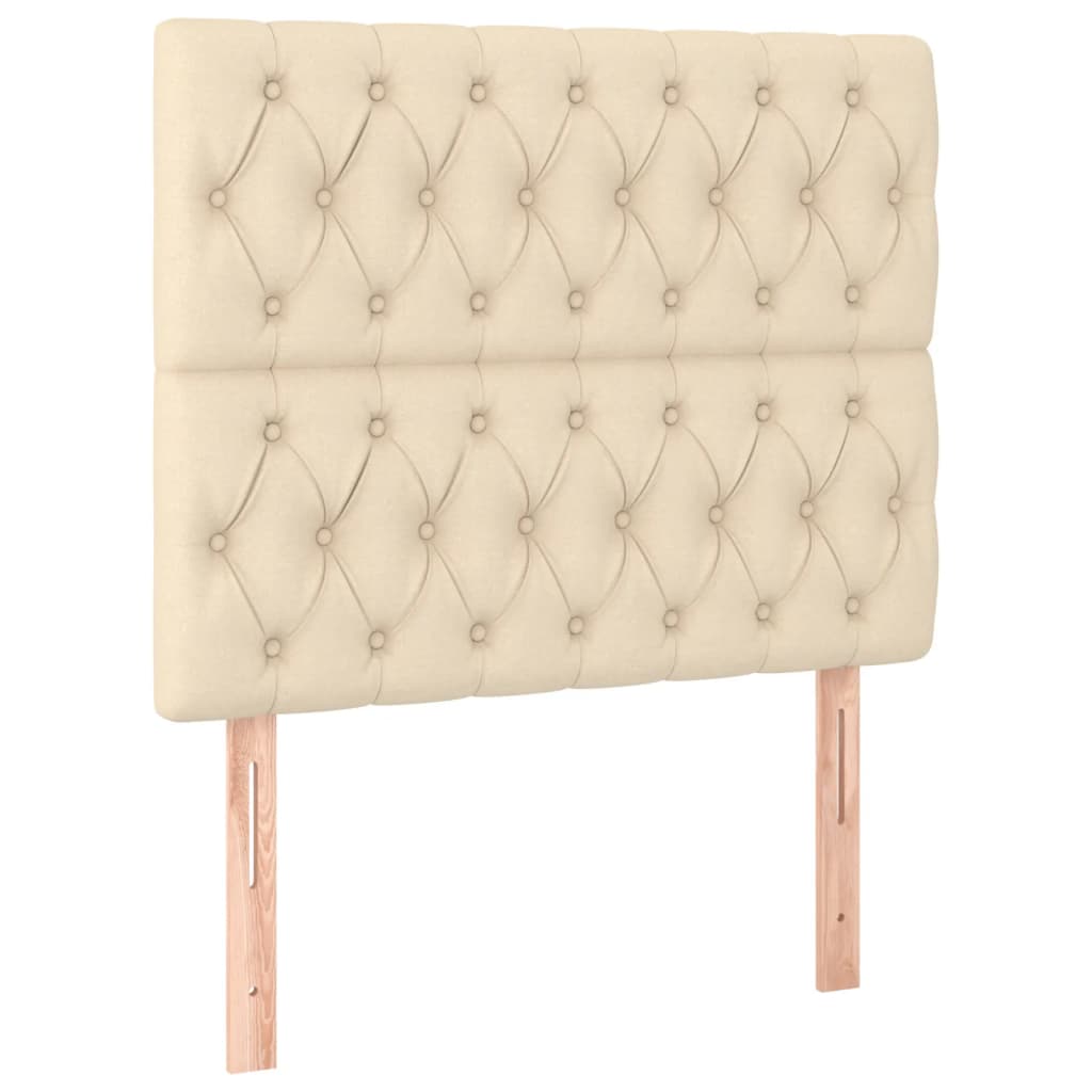 Pat cu arcuri, saltea și LED, crem, 90x200 cm, textil GartenMobel Dekor