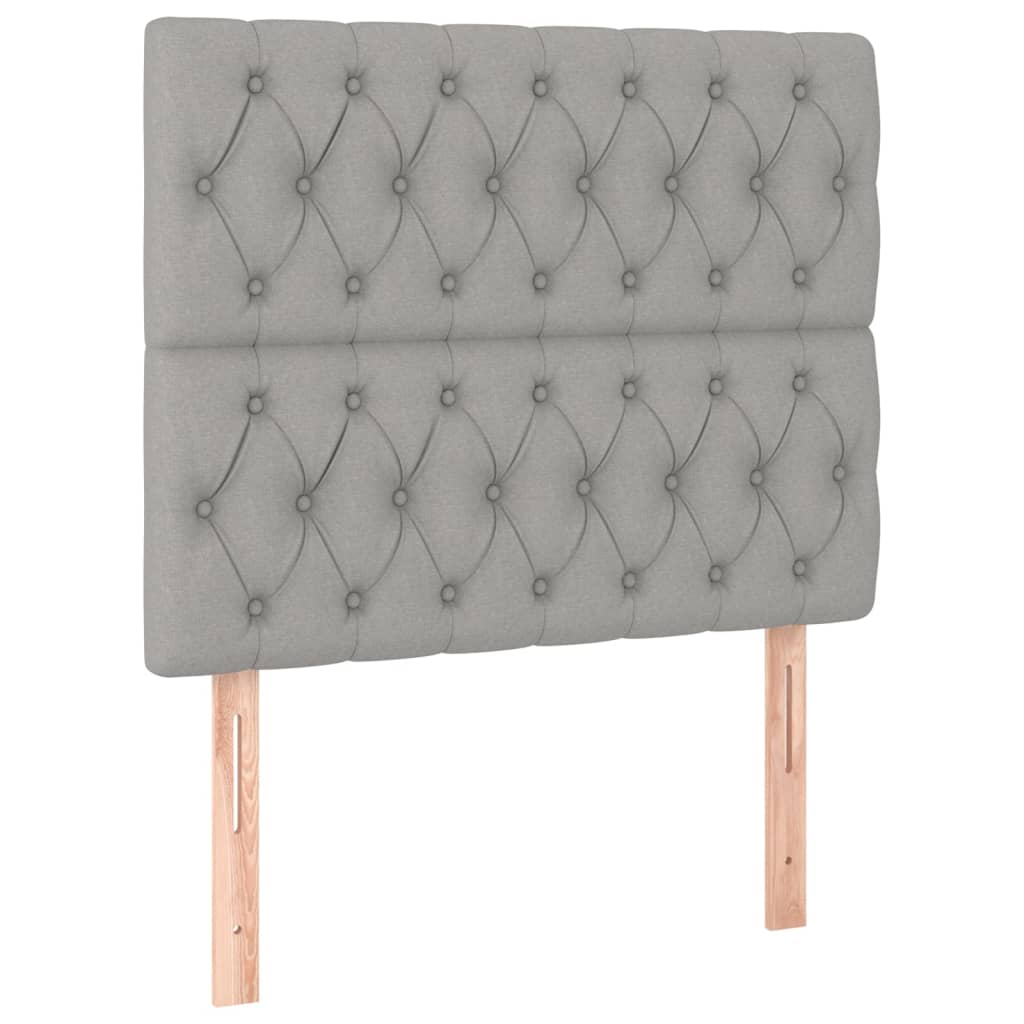 Pat cu arcuri, saltea și LED, gri deschis, 100x200 cm, textil GartenMobel Dekor