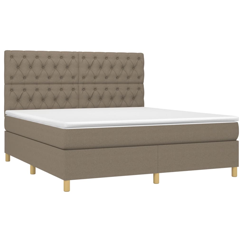 Pat cu arcuri, saltea și LED, gri taupe, 160x200 cm, textil GartenMobel Dekor