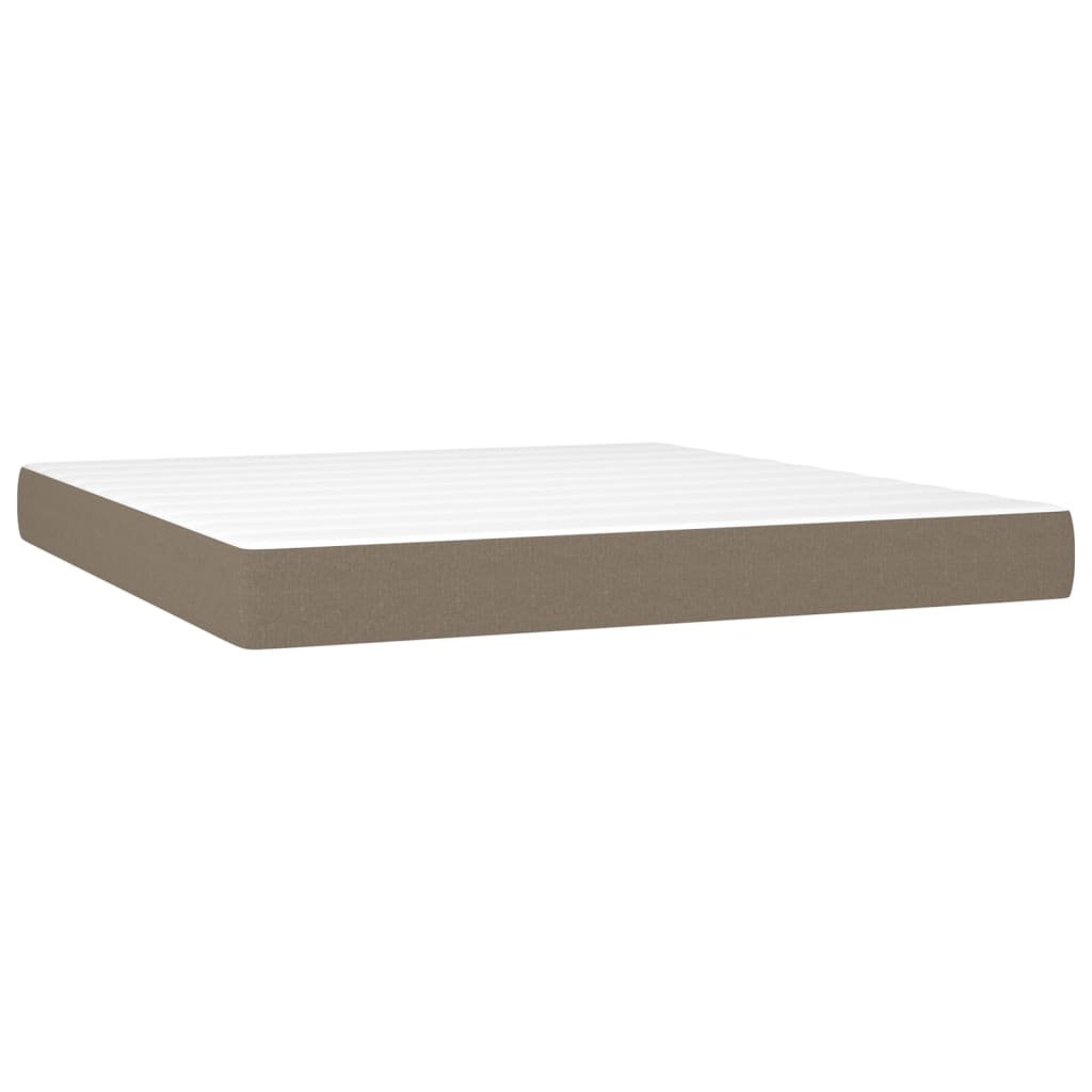 Pat cu arcuri, saltea și LED, gri taupe, 160x200 cm, textil GartenMobel Dekor