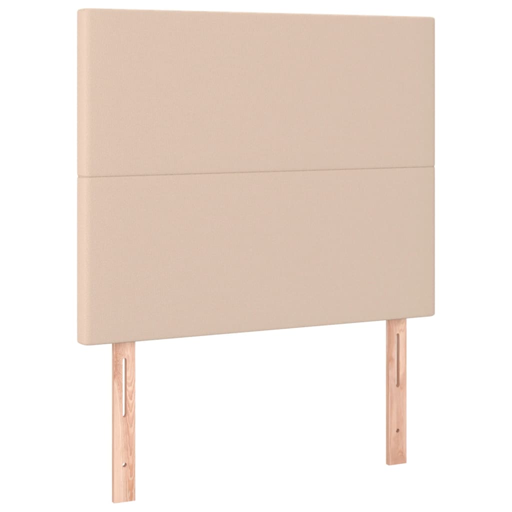 Pat cu arcuri, cu saltea și LED cappuccino 90x190 cm, piele eco GartenMobel Dekor