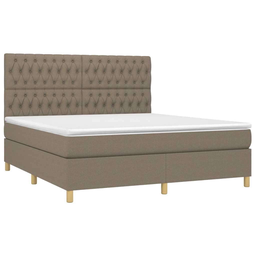Pat cu arcuri, saltea și LED, gri taupe, 180x200 cm, textil GartenMobel Dekor