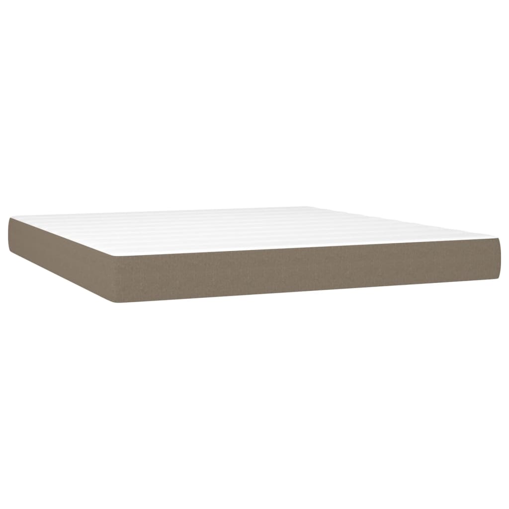 Pat cu arcuri, saltea și LED, gri taupe, 180x200 cm, textil GartenMobel Dekor