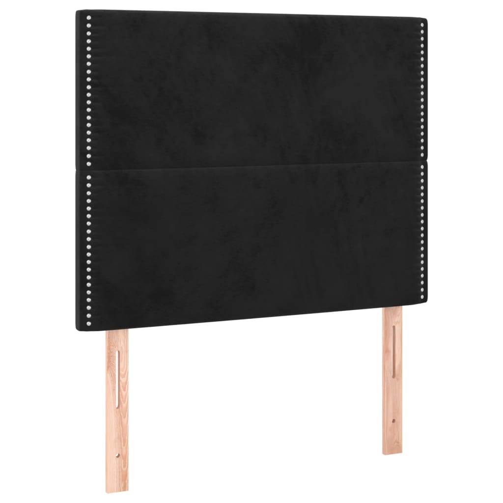 Pat continental cu saltea și LED, negru, 80x200 cm, catifea GartenMobel Dekor