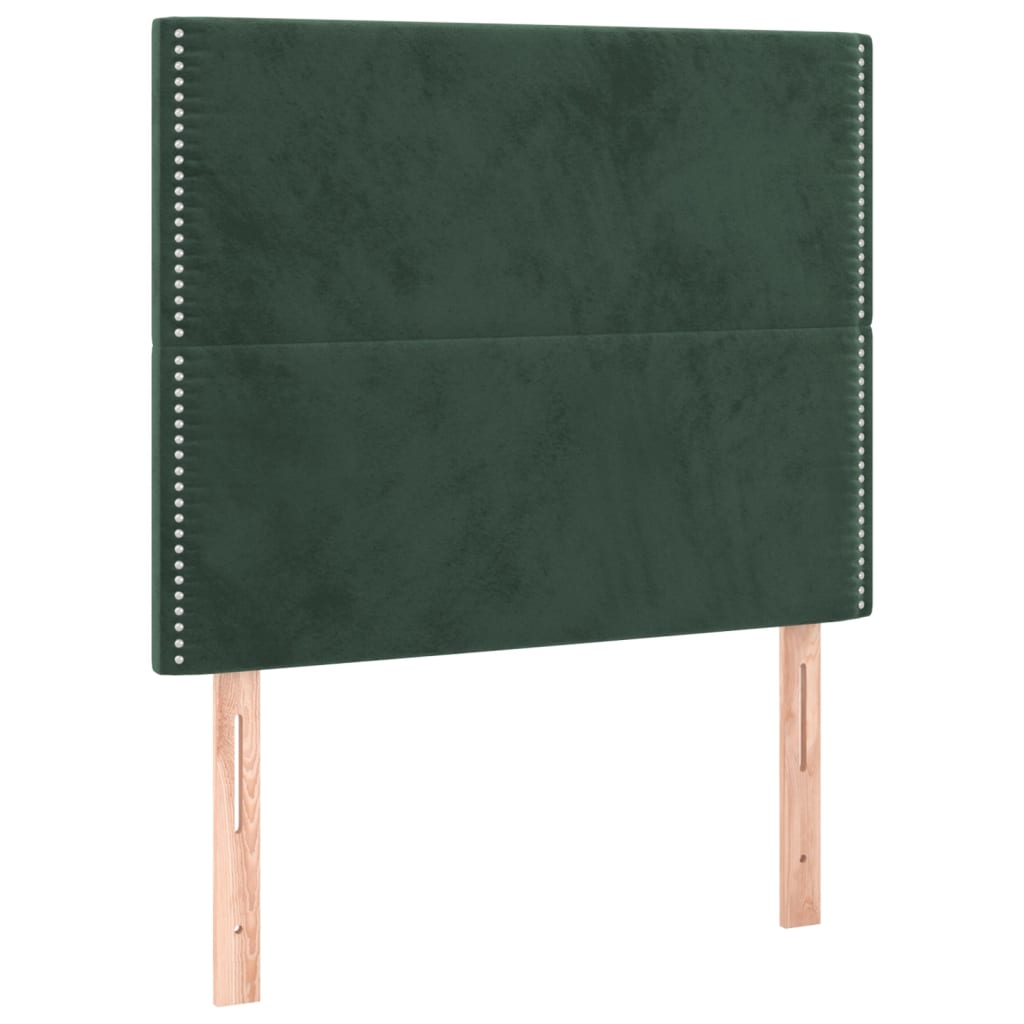 Pat cu arcuri, saltea și LED, verde închis, 100x200 cm, catifea GartenMobel Dekor