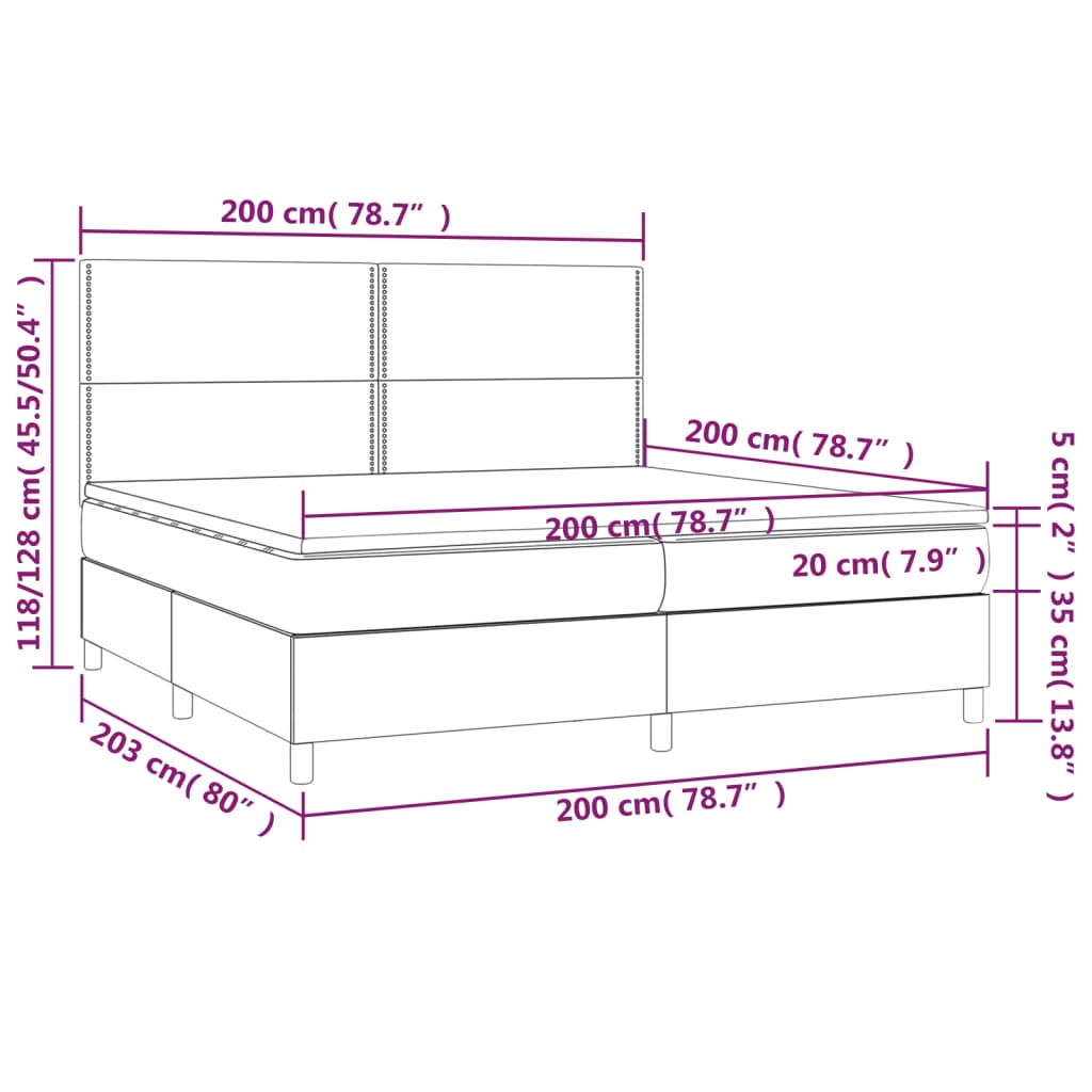 Pat continental cu saltea & LED, roz, 200x200 cm, catifea GartenMobel Dekor