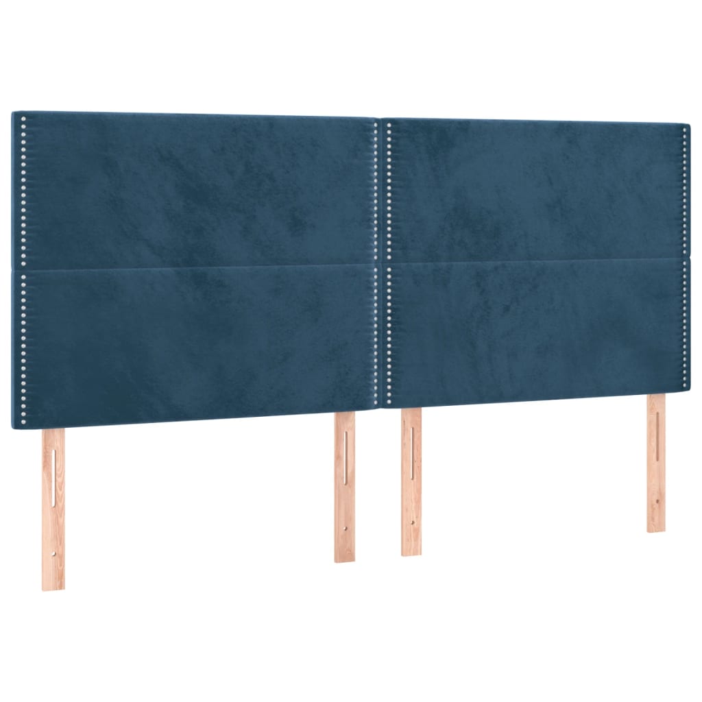 Pat cu arcuri, saltea și LED, bleumarin, 200x200 cm, catifea GartenMobel Dekor