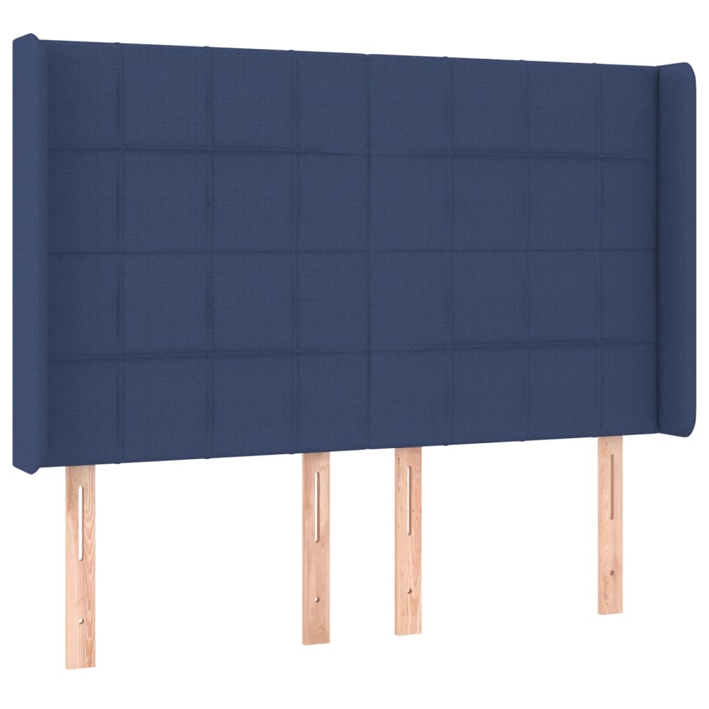 Pat cu arcuri, saltea și LED, albastru, 140x200 cm, textil GartenMobel Dekor