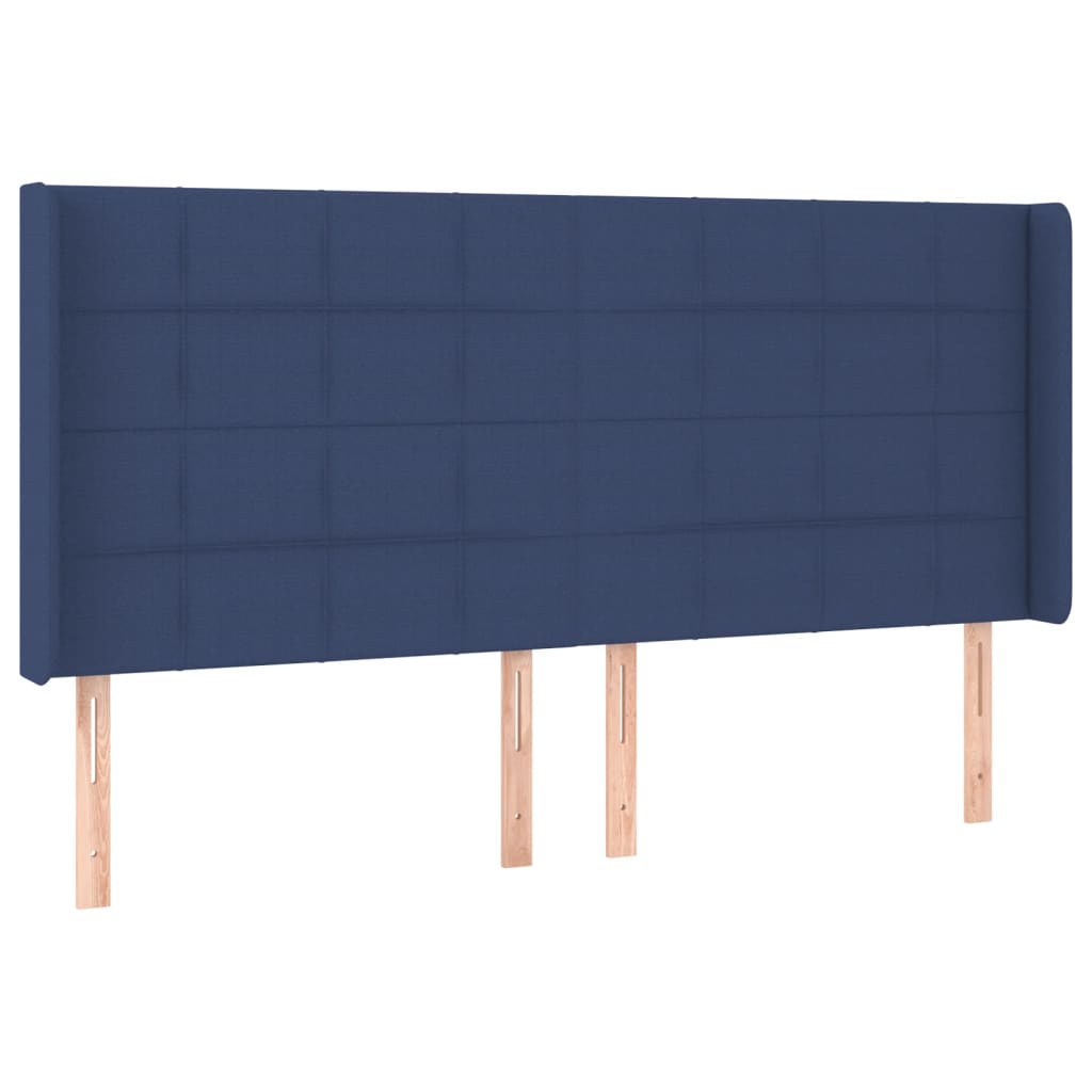 Pat cu arcuri, saltea și LED, albastru, 160x200 cm, textil GartenMobel Dekor