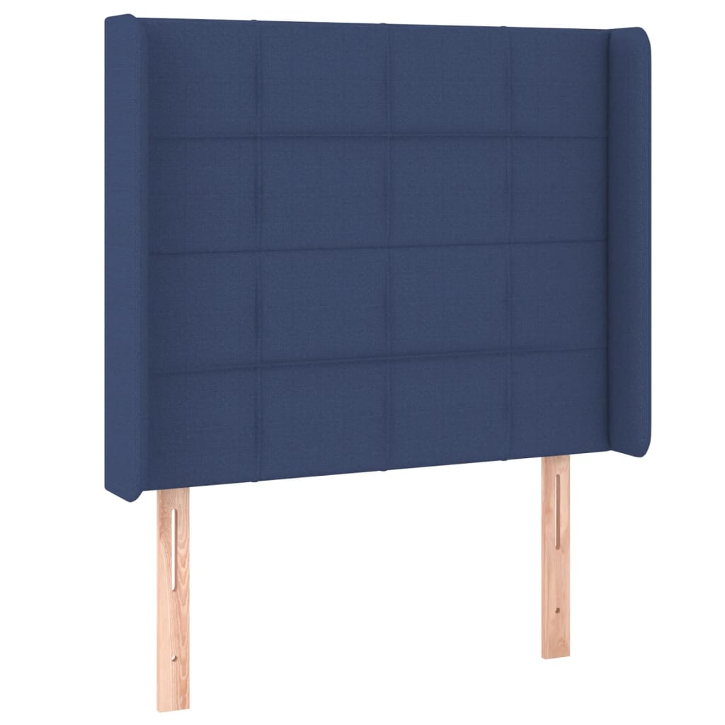 Pat cu arcuri, saltea și LED, albastru, 90x200 cm, textil GartenMobel Dekor