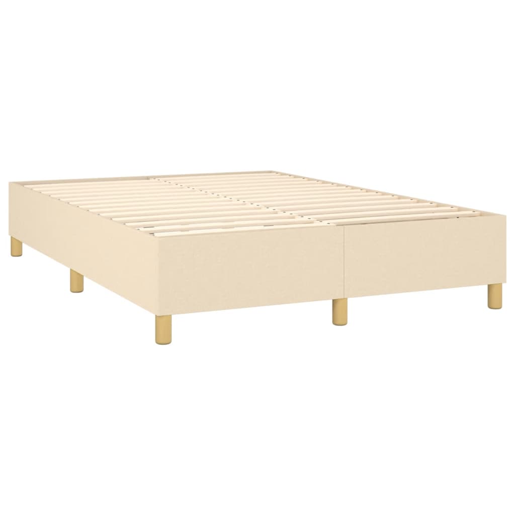 Pat cu arcuri, saltea și LED, crem, 140x190 cm, textil GartenMobel Dekor