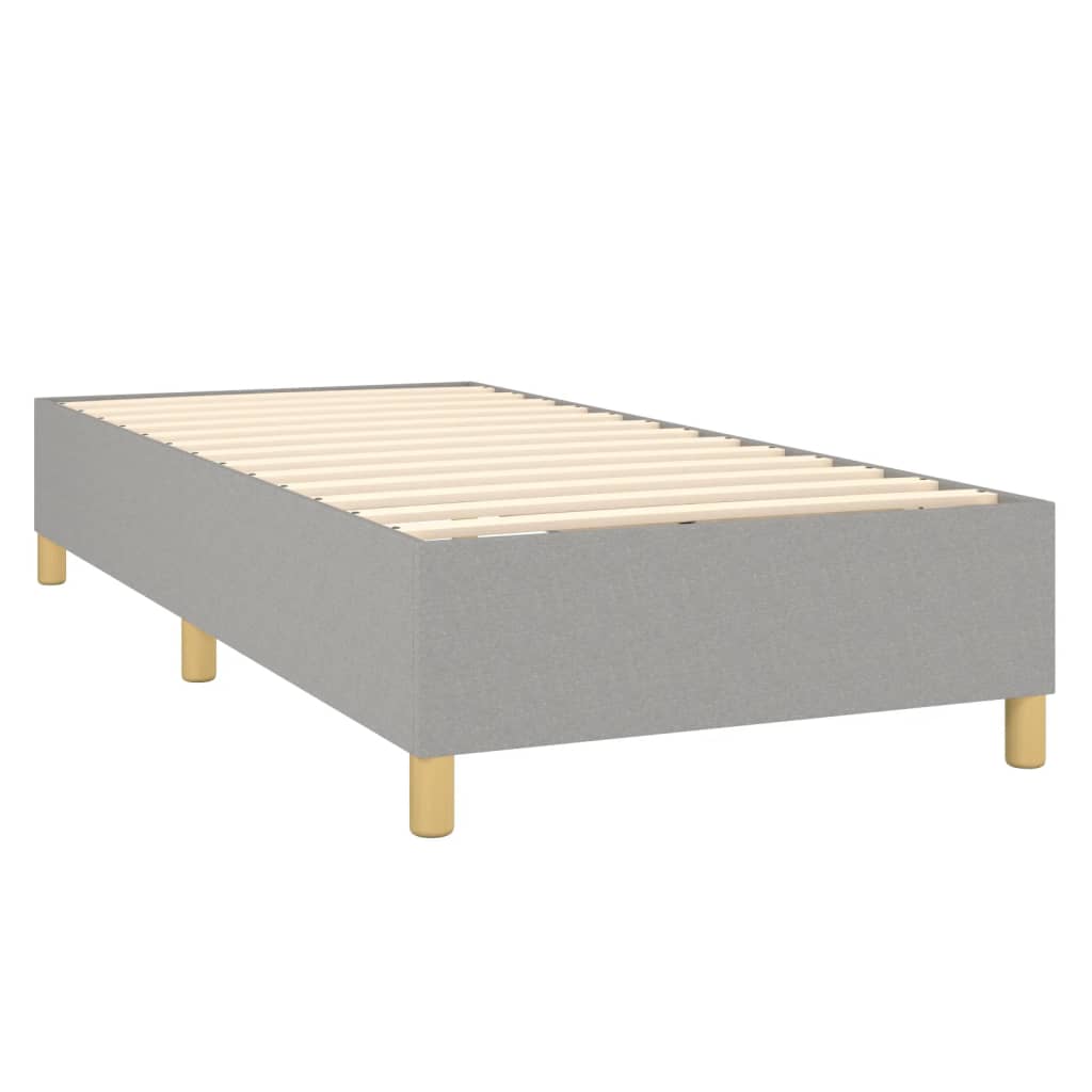 Pat cu arcuri, saltea și LED, gri deschis, 90x200 cm, textil GartenMobel Dekor