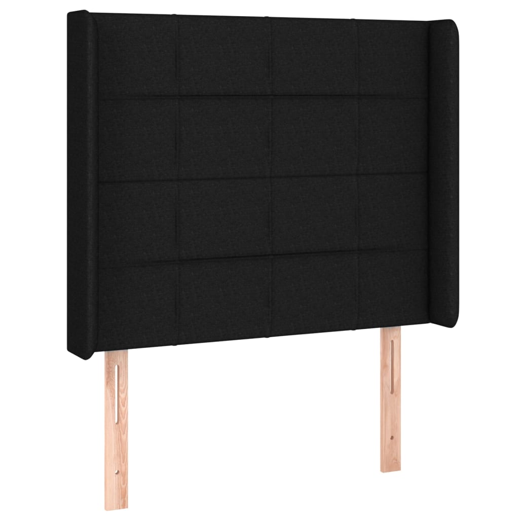 Pat cu arcuri, saltea și LED, negru, 100x200 cm, textil GartenMobel Dekor