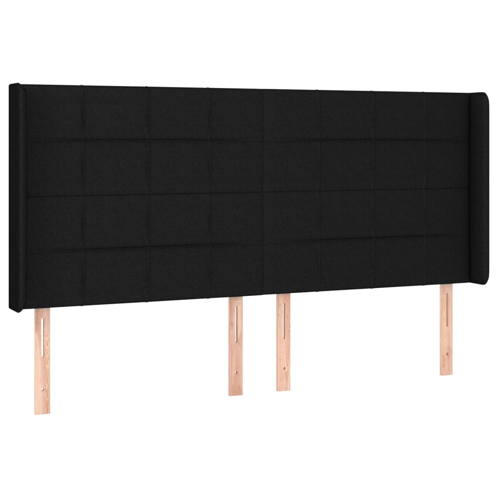 Pat cu arcuri, saltea și LED, negru, 180x200 cm, textil GartenMobel Dekor