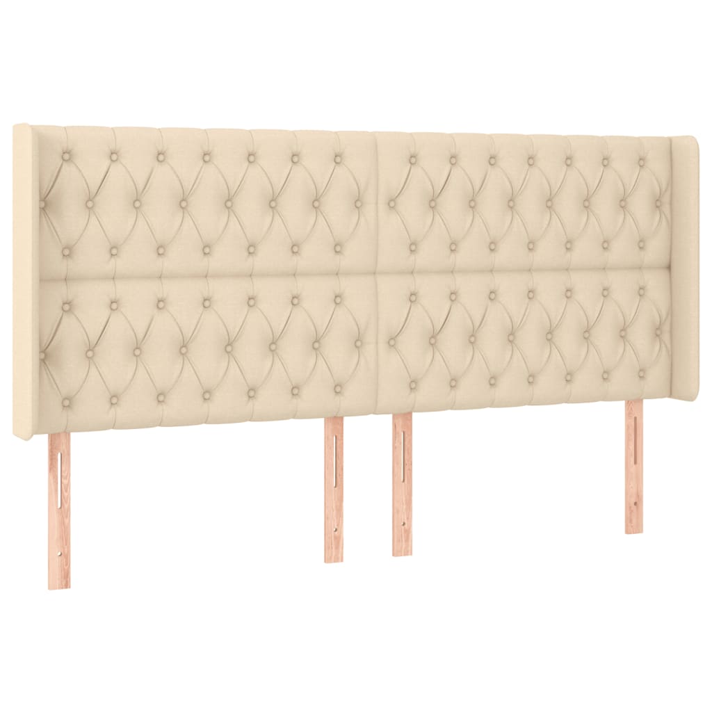 Pat cu arcuri, saltea și LED, crem, 200x200 cm, textil GartenMobel Dekor