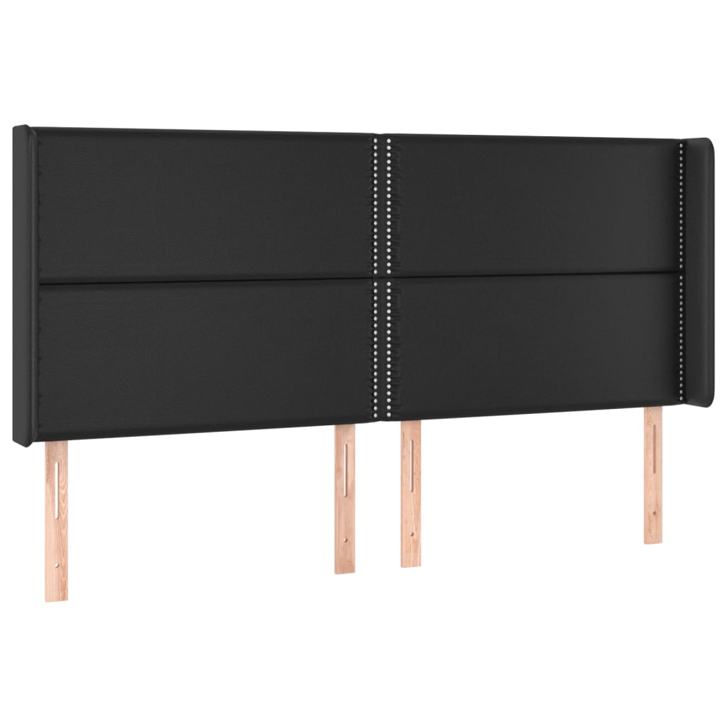 Pat cu arcuri, saltea și LED, negru, 160x200cm, piele ecologică GartenMobel Dekor