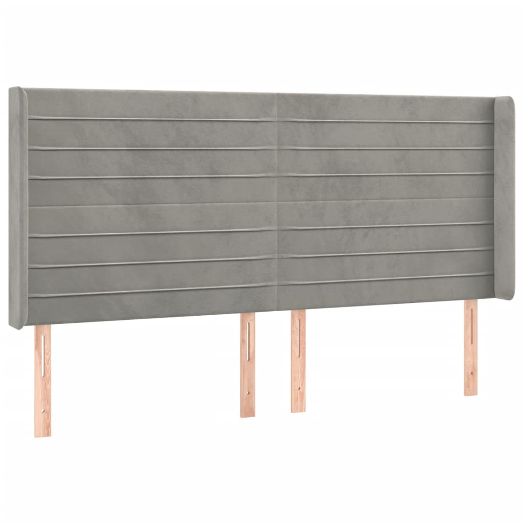 Pat cu arcuri, saltea și LED, gri deschis, 200x200 cm, catifea GartenMobel Dekor