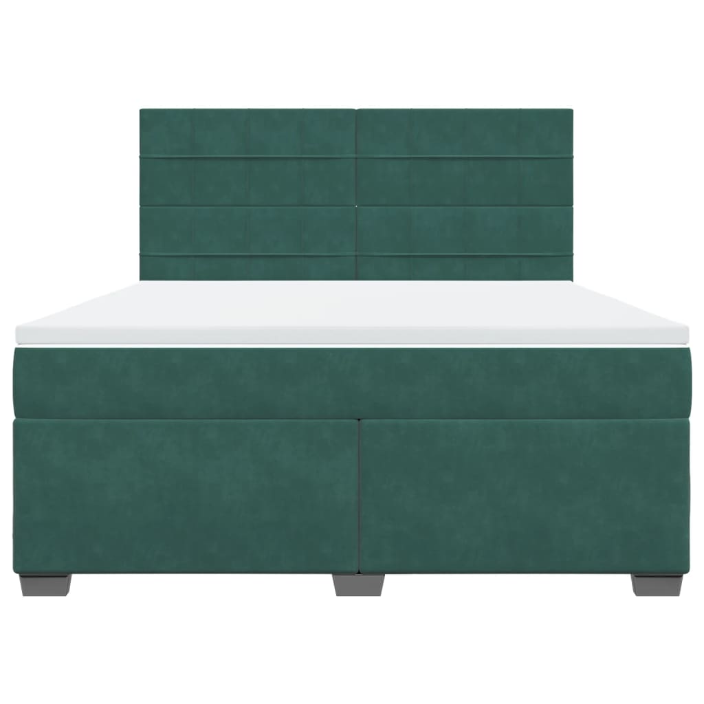 Pat box spring cu saltea, verde închis, 180x200 cm, catifea GartenMobel Dekor
