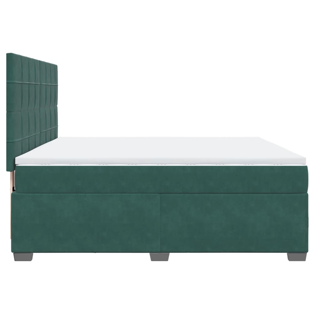 Pat box spring cu saltea, verde închis, 180x200 cm, catifea GartenMobel Dekor