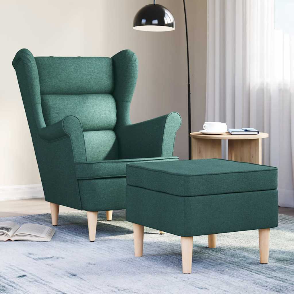 Fotoliu cu taburet pentru picioare, verde închis, textil GartenMobel Dekor