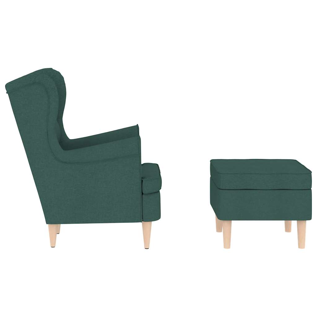Fotoliu cu taburet pentru picioare, verde închis, textil GartenMobel Dekor