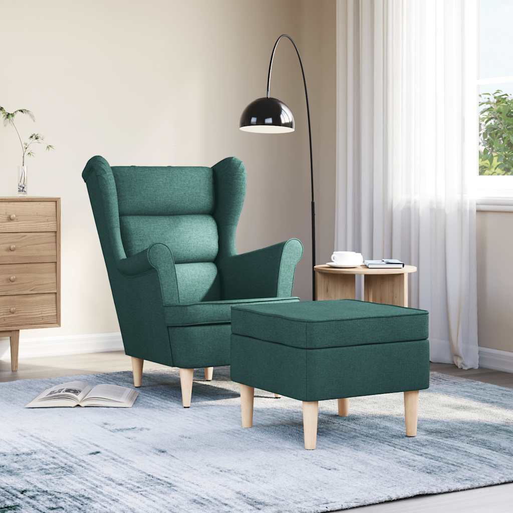 Fotoliu cu taburet pentru picioare, verde închis, textil GartenMobel Dekor